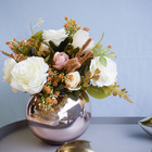 Arranjo Artificial De Rosa Brancas No Vaso Rose Gold Formosin