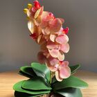 Arranjo Centro De Mesa Orquídea Rosa Artificial Vaso Grande