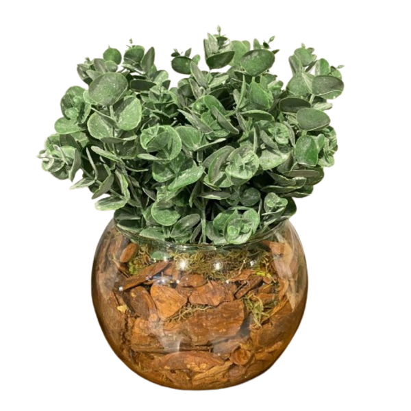 Arranjo Centro De Mesa Verdinho Eucalipto Artificial Completo