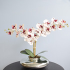 Arranjo Com Duas Orquídeas Artificiais Tigre No Vaso Prateado