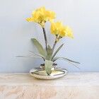 Arranjo De Amarílis Artificial Amarela No Vaso Decorativo De