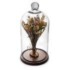 Arranjo De Flores Secas Na Cúpula Laranja Redoma 30cm