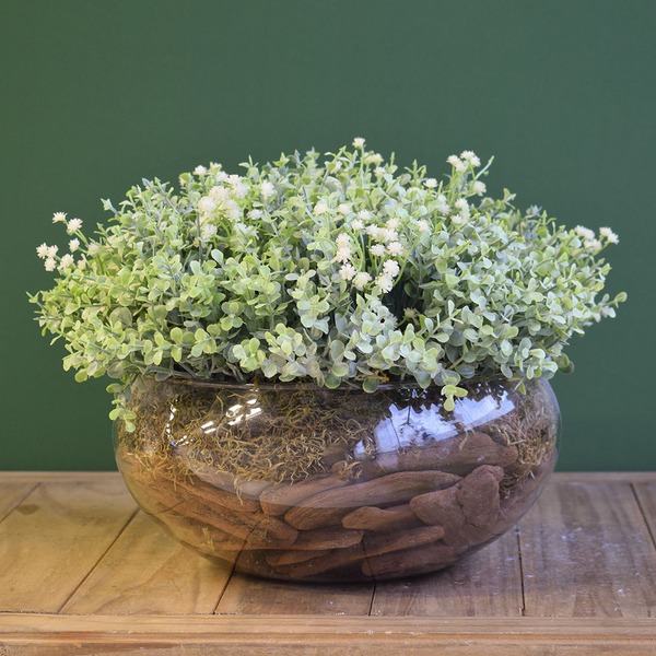 Arranjo De Folhagem Eucaliptos Verdes Artificiais No Vaso Par