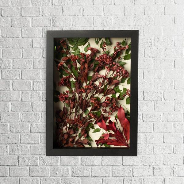 Arranjo No Quadro Flores Secas Chuvisco 21x30