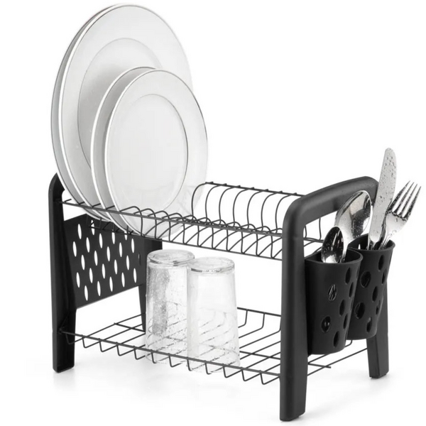 Arthi Escorredor De Pratos Duplo Desmontável 15 Pratos Preto