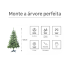 Árvore de Natal Artificial 120cm e 117 Galhos Plástico e Metal Verde