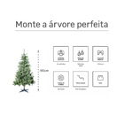 Árvore de Natal Artificial 180cm e 483 Galhos Plástico e Metal Verde