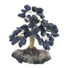 Árvore De Pedra Sodalita Base Ametista Tronco Dourado 13cm