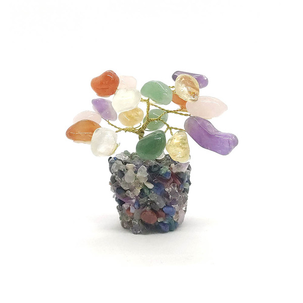 Árvore De Pedras Mistas Base Mix De Cristais 9cm