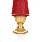 Árvore Decorativa De Natal Em Resina Vermelho E Dourado 34x8