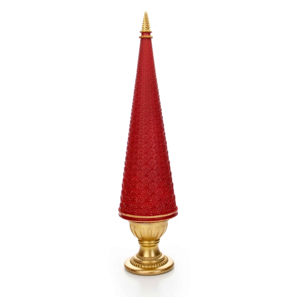 Árvore Decorativa De Natal Em Resina Vermelho E Dourado 45 Cm
