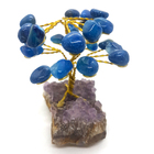 Árvore Pedra Natural Ágata Azul Base Em Drusa Ametista 10cm