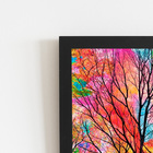 Árvores Coloridas Arte Quadro Moldura Preta 60x40cm