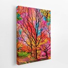 Árvores Coloridas Decorativo Sala Arte Quadro Canvas 60x40cm