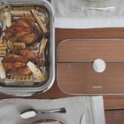 Assadeira Cosmos Retangular Em Aco Inox Com Tampa De Vidro 34