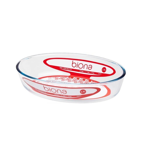 Assadeira De Vidro 30cm Oval 2,4 Litros Biona