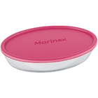 Assadeira De Vidro Oval Com Tampa Marinex 2,4l Travessa Refra