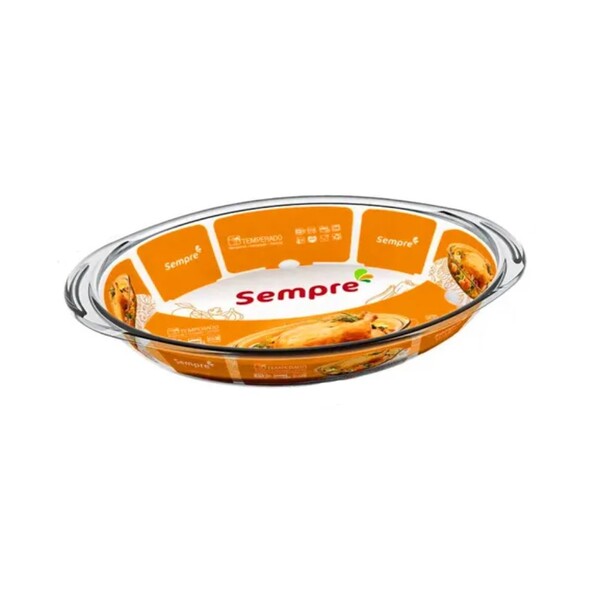 Assadeira Oval de vidro com Alça 1,6L Sempre