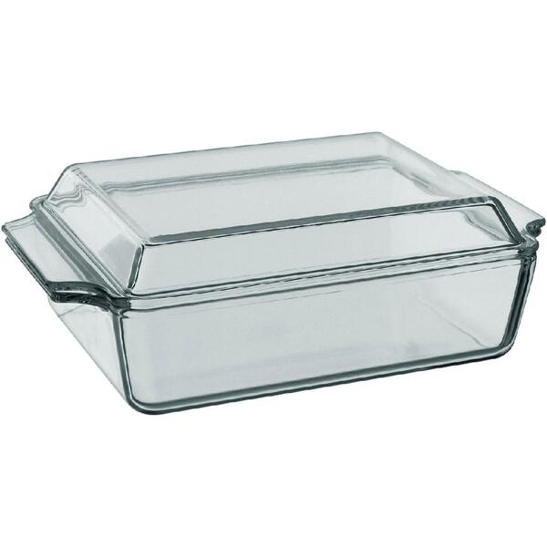 Assadeira Travessa Retangular Home&co Com Tampa Vidro Tempera