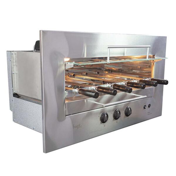 Assador A Gás De Embutir 6 Espetos Rotativos Hope Roast Premi