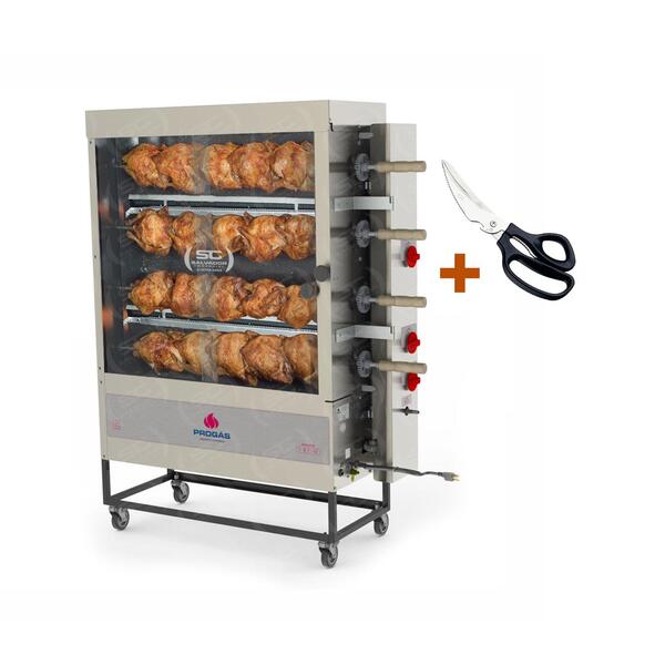 Assador De Frango Gás 4 Espetos Tubular Pr-623 Progás + Tesou