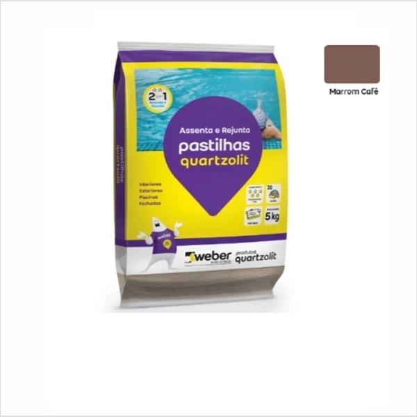 Assenta E Rejunta Pastilhas Piscinas Quartzolit 5kg -  Marrom