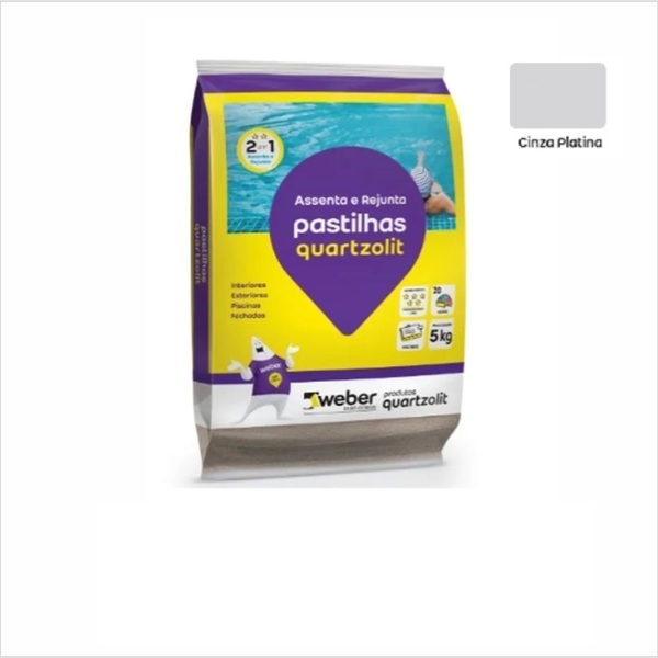 Assenta E Rejunta Pastilhas Piscinas Quartzolit 5kg - Cores C