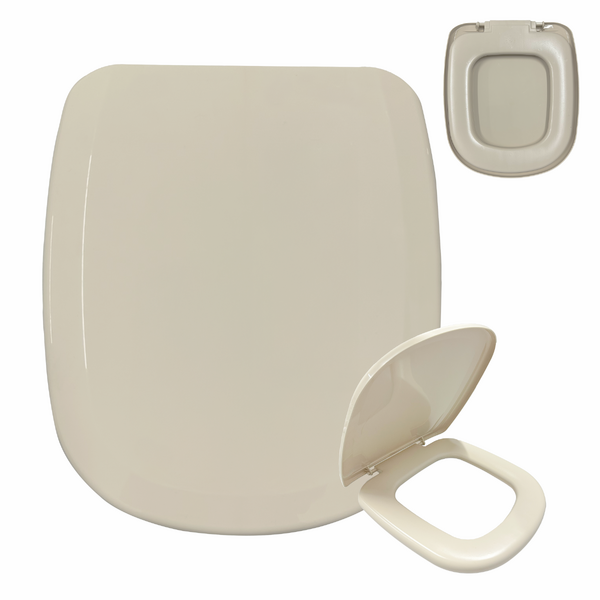 Assento Almofadado para Vaso Sanitário com Fechamento Comum Retangular Bege Sicmol