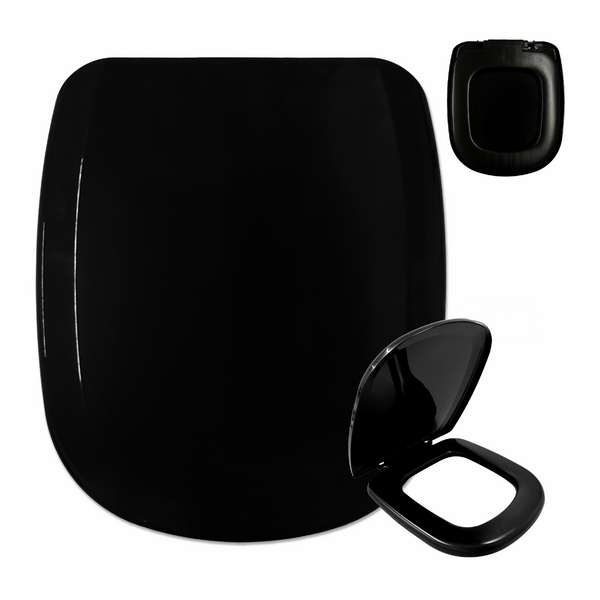 Assento Almofadado para Vaso Sanitário com Fechamento Comum Retangular Preto Sicmol