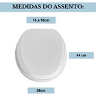 Assento Almofadado Tampa Sanitária Oval Elevado 7,5 Branca Pa