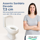 Assento Almofadado Tampa Sanitária Quadra Elevado 7,5 Branca