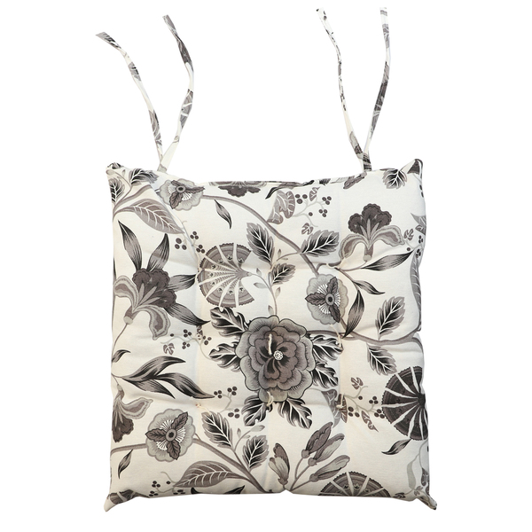 Assento Baixo 40x40cm  Asturias Flores Cinza