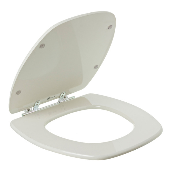 Assento Sanitário Madeira Biscuit Fechamento Comum Fixação Cromada para Vaso Incepa Thema