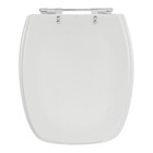 Assento Sanitário Plástico Branco Fechamento Comum Fixação Cromada para Vaso Celite Stylus