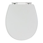 Assento Sanitário Madeira Branco Fechamento Comum Fixação Cromada Universal