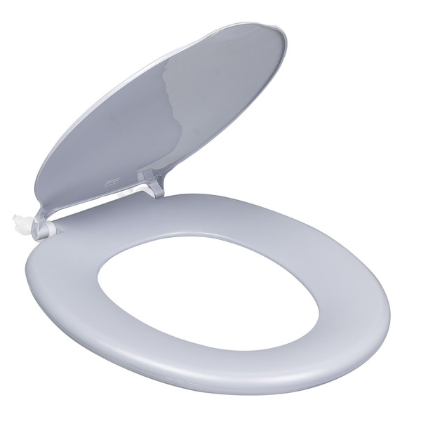 Assento Sanitário Plástico Cinza Claro Fechamento Comum Fixação Branca Universal