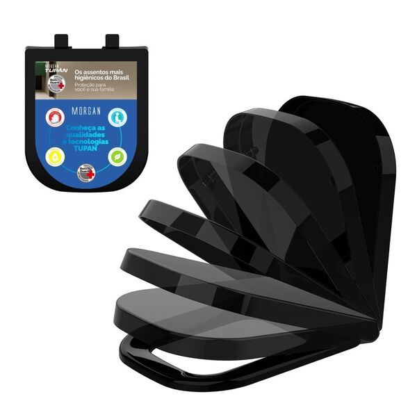 Assento Deca/quadra Roca/gap Preto Soft Close Tf Tupan