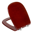 Assento Sanitário Madeira Mogno Fechamento Comum Fixação Cromada para Vaso Icasa Sabatini