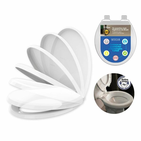 Assento Oval Retire Limpe Com Fechamento Suave Branco Tupan