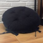 Assento Para Cadeira Almofada Futon 40x40 Redondo Preto