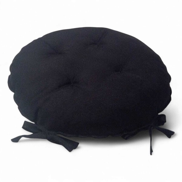 Assento Para Cadeira Almofada Futon 40x40 Redondo Preto