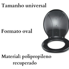 Assento Para Vaso Sanitário Universal Oval Cor Preto