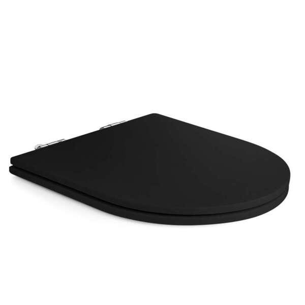 Assento Poliester Soft Close Carrara Preto Fosco Para Vaso De