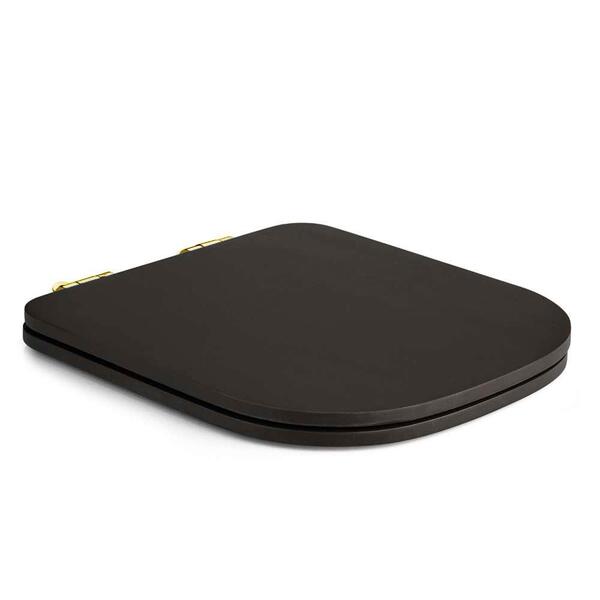 Assento Poliester Soft Close Piano Marrom Fosco Para Vaso Dec