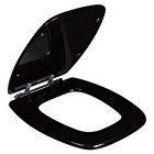 Assento Sanitário Madeira Preto Fechamento Comum Fixação Cromada para Vaso Celite Stylus