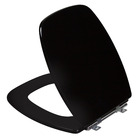 Assento Sanitário Madeira Preto Fechamento Comum Fixação Cromada para Vaso Celite Stylus