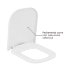 Assento Sanitário Quadra Polipropileno Fechamento Suave Branco Sensea