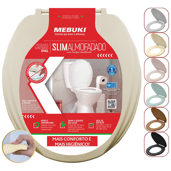 Assento Saniário Almofadado Oval Areia Para O Vaso Modelo Par