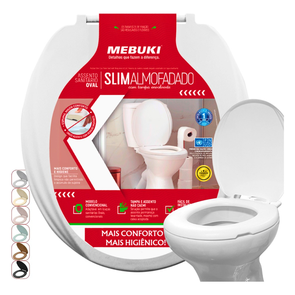 Assento Saniário Almofadado Oval Branco Para O Vaso Modelo Ra