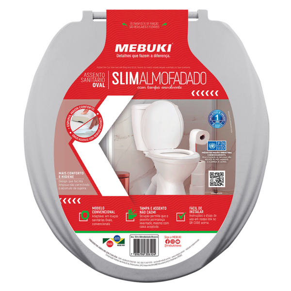 Assento Saniário Almofadado Oval Cinza Claro Para O Vaso Mode